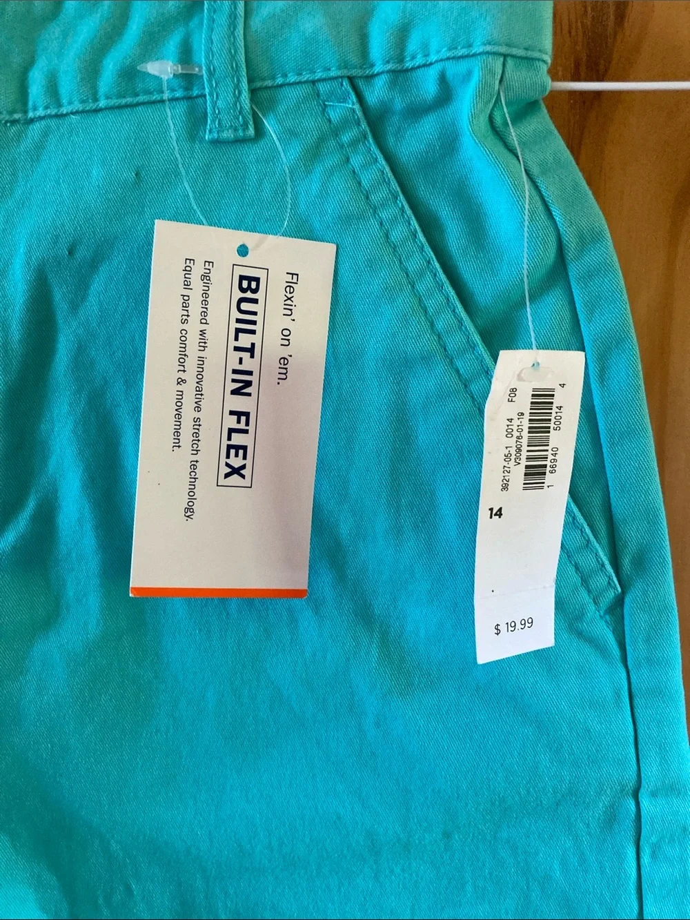 Boys Old Navy Flex green long chino shorts size 14 - NWT